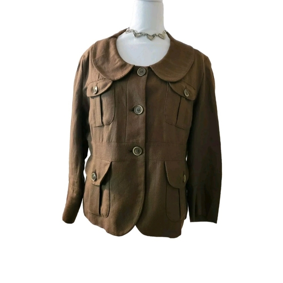 Chadwicks Jackets & Blazers - Chadwick's Chocolate Brown Linen Blend Blazer Sz 12 EUC